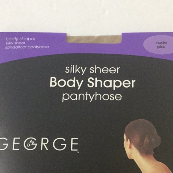 George Body Shaper Silky Sheer Sandalfoot Pantyhose Plus Size Nude - Picture 2 of 4
